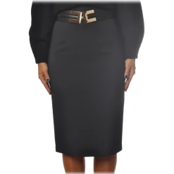 Elisabetta Franchi - High-Waisted Sheath Skirt - Black - Skirt - Made in Italy - Luxury Exclusive Collection - Avvenice
