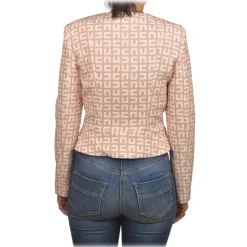 Elisabetta Franchi - Jacket in Two-Tone Monogram Pattern - Pink/Cream - Jacket - Made in Italy - Luxury Exclusive Collection - Avvenice