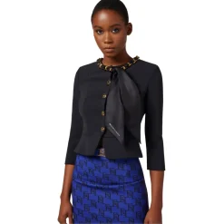 Elisabetta Franchi - Jacket with Chain Detail and Foulard - Black - Jacket - Made in Italy - Luxury Exclusive Collection - Avvenice