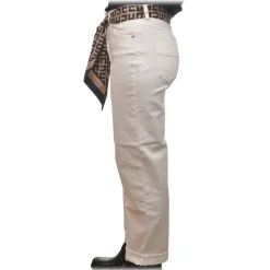 Elisabetta Franchi - Jeans with Removable Logo Ribbon Belt - White - Trousers - Made in Italy - Luxury Exclusive Collection - Avvenice