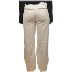 Elisabetta Franchi - Jeans with Trimmings Detail - White - Trousers - Made in Italy - Luxury Exclusive Collection - Avvenice
