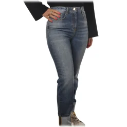 Elisabetta Franchi - Jeans with Cuffed Leg - Blue - Trousers - Made in Italy - Luxury Exclusive Collection - Avvenice