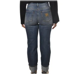 Elisabetta Franchi - Jeans with Cuffed Leg - Blue - Trousers - Made in Italy - Luxury Exclusive Collection - Avvenice
