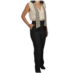 Elisabetta Franchi - Jumpsuit with Top and Straight Trousers - Black/White - Dress - Made in Italy - Luxury Exclusive Collection - Avvenice