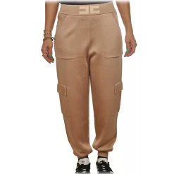 Elisabetta Franchi - Knit Yarn Trousers with Logo - Beige - Trousers - Made in Italy - Luxury Exclusive Collection - Avvenice
