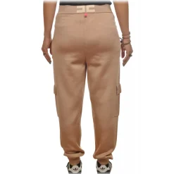 Elisabetta Franchi - Knit Yarn Trousers with Logo - Beige - Trousers - Made in Italy - Luxury Exclusive Collection - Avvenice