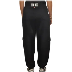 Elisabetta Franchi - Knit Yarn Trousers with Logo - Black - Trousers - Made in Italy - Luxury Exclusive Collection - Avvenice