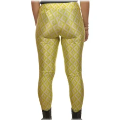 Elisabetta Franchi - Leggings with Logato Pattern - White/Yellow - Trousers - Made in Italy - Luxury Exclusive Collection - Avvenice