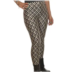 Elisabetta Franchi - Leggings with Logo Pattern - White/Black - Trousers - Made in Italy - Luxury Exclusive Collection - Avvenice