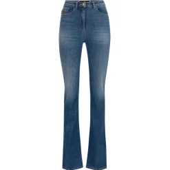 Elisabetta Franchi - Light Canvas Palazzo Jeans - Blue - Trousers - Made in Italy - Luxury Exclusive Collection - Avvenice