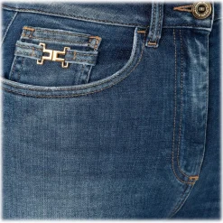 Elisabetta Franchi - Light Canvas Palazzo Jeans - Blue - Trousers - Made in Italy - Luxury Exclusive Collection - Avvenice