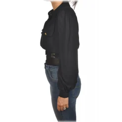 Elisabetta Franchi - Lightweight Fabric Shirt with Strap - Black - Shirt - Made in Italy - Luxury Exclusive Collection - Avvenice