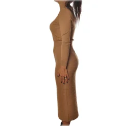 Elisabetta Franchi - Long Sleeve Dress - Mou - Dress - Made in Italy - Luxury Exclusive Collection - Avvenice