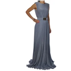 Elisabetta Franchi - Long Dress in Jersey Fabric - Blue - Dress - Made in Italy - Luxury Exclusive Collection - Avvenice