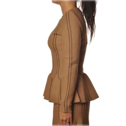 Elisabetta Franchi - Long Sleeve Screwed - Mou Black - Jacket - Made in Italy - Luxury Exclusive Collection - Avvenice