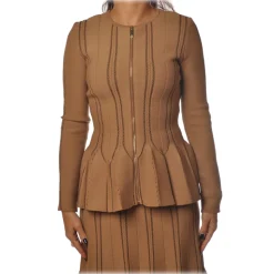 Elisabetta Franchi - Long Sleeve Screwed - Mou Black - Jacket - Made in Italy - Luxury Exclusive Collection - Avvenice