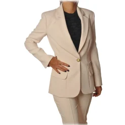 Elisabetta Franchi - Long Sleeve Screwed - Butter - Jacket - Made in Italy - Luxury Exclusive Collection - Avvenice