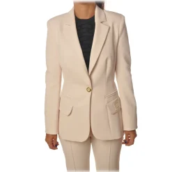 Elisabetta Franchi - Long Sleeve Screwed - Butter - Jacket - Made in Italy - Luxury Exclusive Collection - Avvenice