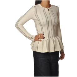 Elisabetta Franchi - Long Sleeve Screwed - Butter Black - Jacket - Made in Italy - Luxury Exclusive Collection - Avvenice