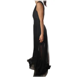 Elisabetta Franchi - Long Dress in Lace - Black - Dress - Made in Italy - Luxury Exclusive Collection - Avvenice