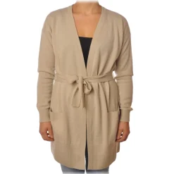 Elisabetta Franchi - Long Cardigan with Belt - Beige - Pullover - Made in Italy - Luxury Exclusive Collection - Avvenice