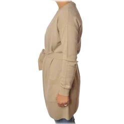 Elisabetta Franchi - Long Cardigan with Belt - Beige - Pullover - Made in Italy - Luxury Exclusive Collection - Avvenice