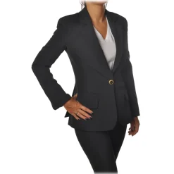 Elisabetta Franchi - Long Sleeve Screwed - Black - Jacket - Made in Italy - Luxury Exclusive Collection - Avvenice