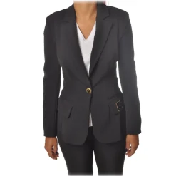 Elisabetta Franchi - Long Sleeve Screwed - Black - Jacket - Made in Italy - Luxury Exclusive Collection - Avvenice