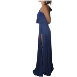 Elisabetta Franchi - Long One-Shoulder Model - Blue - Dress - Made in Italy - Luxury Exclusive Collection - Avvenice