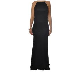Elisabetta Franchi - Long Dress with Chain - Black - Dress - Made in Italy - Luxury Exclusive Collection - Avvenice