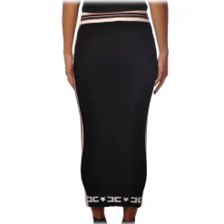 Elisabetta Franchi - Longuette Knitted Model Skirt - Black - Skirt - Made in Italy - Luxury Exclusive Collection - Avvenice