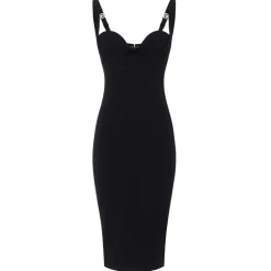 Elisabetta Franchi - Midi Dress with Bow Detail - Black - Dress - Made in Italy - Luxury Exclusive Collection - Avvenice