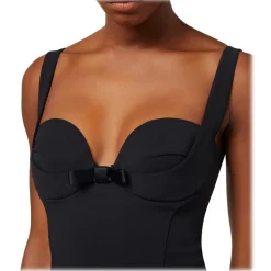 Elisabetta Franchi - Midi Dress with Bow Detail - Black - Dress - Made in Italy - Luxury Exclusive Collection - Avvenice