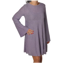 Elisabetta Franchi -  Mini Dress in Laminated Knit - Lavender - Dress - Made in Italy - Luxury Exclusive Collection - Avvenice