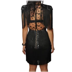 Elisabetta Franchi - Mini Dress with Fringes - Black - Dress - Made in Italy - Luxury Exclusive Collection - Avvenice