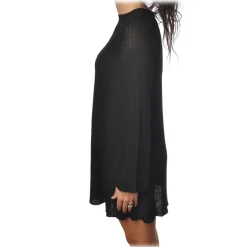 Elisabetta Franchi -  Mini Dress in Laminated Knit - Black - Dress - Made in Italy - Luxury Exclusive Collection - Avvenice