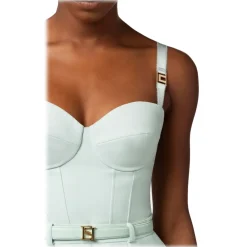 Elisabetta Franchi - One-Piece Jumpsuit with Bustier Top - Aqua Green - Dress - Made in Italy - Luxury Exclusive Collection - Avvenice