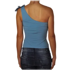 Elisabetta Franchi - One-shoulder Body with Applications - Sugar Paper - Top - Made in Italy - Luxury Exclusive Collection - Avvenice