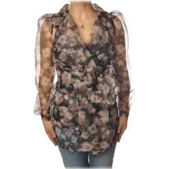 Elisabetta Franchi - Organza Shirt - Black/Pink - Shirt - Made in Italy - Luxury Exclusive Collection - Avvenice