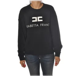 Elisabetta Franchi - Oversized Sweatshirt with Logo - Black - Sweatshirt - Made in Italy - Luxury Exclusive Collection - Avvenice