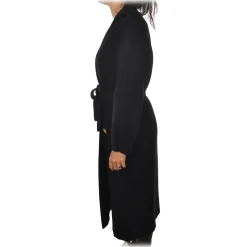 Elisabetta Franchi - Oversize Coat with Two Patch - Black - Jacket - Made in Italy - Luxury Exclusive Collection - Avvenice