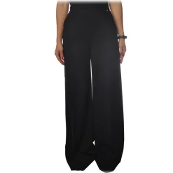 Elisabetta Franchi - Palazzo Trousers with Strap - Black - Trousers - Made in Italy - Luxury Exclusive Collection - Avvenice