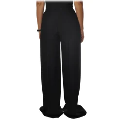 Elisabetta Franchi - Palazzo Trousers with Strap - Black - Trousers - Made in Italy - Luxury Exclusive Collection - Avvenice