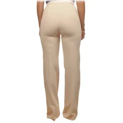 Elisabetta Franchi - Palazzo Pants in Technical Fabric - Cream - Trousers - Made in Italy - Luxury Exclusive Collection - Avvenice