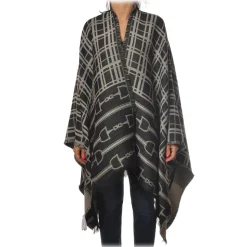 Elisabetta Franchi - Pattern Cape - Black/Grey - Scarf - Made in Italy - Luxury Exclusive Collection - Avvenice