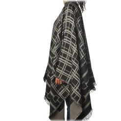 Elisabetta Franchi - Pattern Cape - Black/Grey - Scarf - Made in Italy - Luxury Exclusive Collection - Avvenice