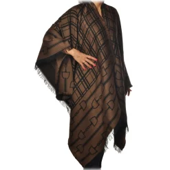 Elisabetta Franchi - Pattern Cape - Black/Brown - Scarf - Made in Italy - Luxury Exclusive Collection - Avvenice