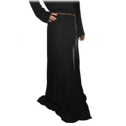 Elisabetta Franchi - Pleated Lurex Fabric Skirt - Black - Skirt - Made in Italy - Luxury Exclusive Collection - Avvenice