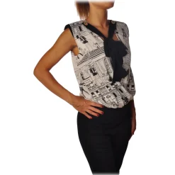 Elisabetta Franchi - Printed Shirt with Sash - Black - Shirt - Made in Italy - Luxury Exclusive Collection - Avvenice