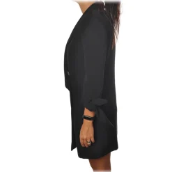 Elisabetta Franchi - Redingote Model with Double-Breasted Jacket - Black - Dress - Made in Italy - Luxury Exclusive Collection - Avvenice